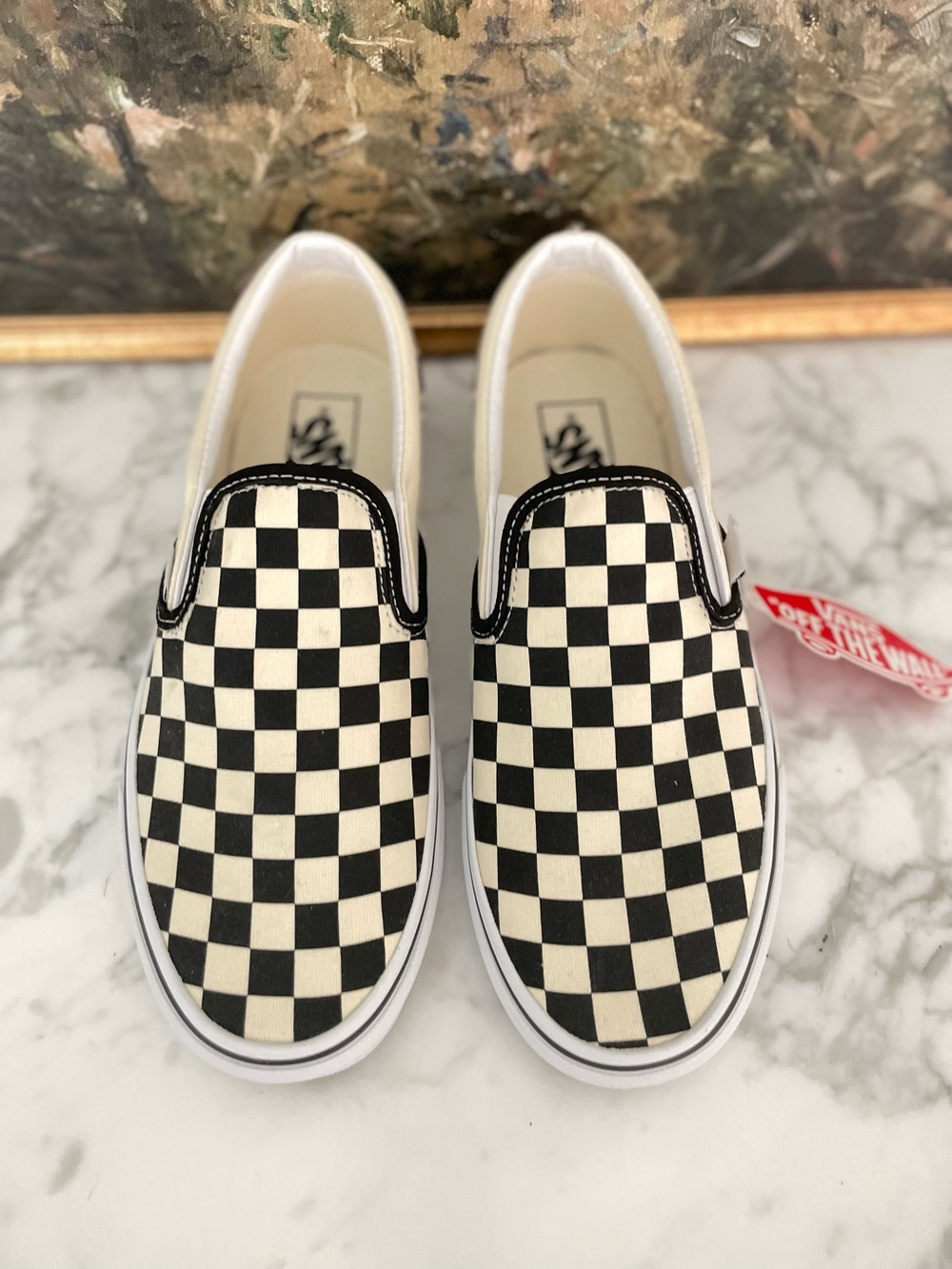 NEW Vans Checkered Slip On Shoes Black & White Size 9 Women - Picture 2 of 8